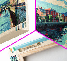 Load image into Gallery viewer, Derry City, Ireland Panoramic Canvas Print, Derry City, Ireland Painting, Ireland Art, Derry City Travel Poster, Travel Art, Living Room Painting
