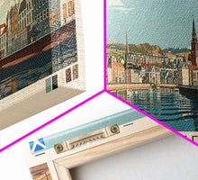 Load image into Gallery viewer, Dundee, Scotland Panoramic Canvas Print, Dundee, Scotland Painting, Scotland Art, Dundee Travel Poster, Travel Art, Vacation Gift
