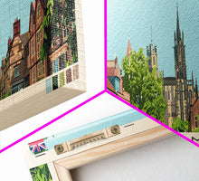 Load image into Gallery viewer, Durham, England Panoramic Canvas Print, Durham, England Painting, England Art, Durham Travel Poster, Travel Art, Vacation Gift
