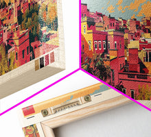Cargar imagen en el visor de la galería, Fez, Morocco Panoramic Canvas Print, Fez, Morocco Painting, Morocco Art, Fez Travel Poster, Travel Art, Vacation Gift
