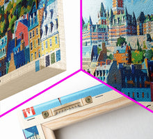 Load image into Gallery viewer, Quebec City, Canada Panoramic Canvas Print, Quebec City, Canada Painting, Canada Art, Quebec City Travel Poster, Travel Art, Vacation Gift
