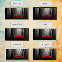 Load image into Gallery viewer, Red Sofa In A Forest Framed Canvas Print, Thought Provoking Art, Framed Art, Creepy Photography, Halloween Art
