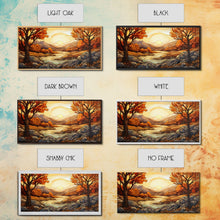 Carregar imagem no visualizador da galeria, Fall Centerpiece Landscape Painting Canvas Print, Stained Glass Style Art, Stained Glass Wall Art, Autumn Decor, Rustic Fall Art, Fall Decor
