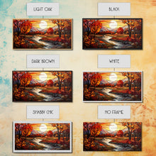 Carregar imagem no visualizador da galeria, Fall Centerpiece Landscape Painting Canvas Print, Stained Glass Style Art, Stained Glass Wall Art, Autumn Decor, Rustic Fall Art, Fall Decor
