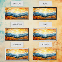 Carregar imagem no visualizador da galeria, Beautiful Fall Decor Centerpiece Framed Canvas Print, Autumn Decor, Fall Wall Art, Above Mantle Wall Art, Stained Glass Style

