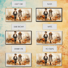 Load image into Gallery viewer, Boy And Girl Holding Hands, Fall Wall Decor, Canvas Print, Wall Hanging, Panoramic Art, Kids Wall Art, Nursery Wall Art, Gifts For Grandma
