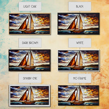 Carregar imagem no visualizador da galeria, Art Deco Stained Glass Sail Boat Wall Art | Framed Canvas Print | Nautical Art | Seascape Art | Beach House Decor
