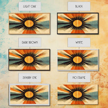 Carregar imagem no visualizador da galeria, Abstract Midcentury Modern Sunburst, Canvas Print, Art Deco Style wall art, sun with sun rays, sun burst, boho style, ready to hang
