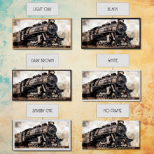 Load image into Gallery viewer, Black Steam Train Wall Art, Locomotive Wall Decor, Retro Train Wall Art, Panoramic Wall Decor, Canvas Print, Wall Art, Framed Canvas Art
