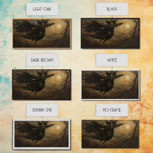 Load image into Gallery viewer, Cool Witch Art, The Flying Witch, Framed Canvas Print, Halloween Wall Art, Horror Prints, Halloween Decoration, Witch Print, Halloween Witch
