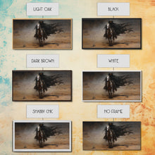 Load image into Gallery viewer, Death Rides A Pale Horse, Framed Canvas Print, Cowboy Grim Reaper, Spooky Halloween Art Print
