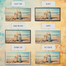 Carregar imagem no visualizador da galeria, Abandoned Surfboards On Miami Beaches In the 1980s - Framed Canvas Print - Photography Print - Vaporwave Aesthetic Wall Art

