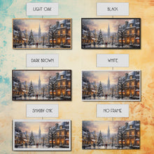 Cargar imagen en el visor de la galería, Christmas Village Winter Wonderland Canvas Print, Framed Wall Art, Christmas Decor, Retro Christmas Oil Painting, Christmas Art
