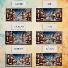 Cargar imagen en el visor de la galería, Christmas Wall Art - Framed Canvas Print - Winter Wonderland Victorian Village Decorated for Christmas - Christmas Canvas Wall Art
