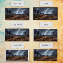 Carregar imagem no visualizador da galeria, Gloomy Haunted Graveyard At Night, Lightning Storm, Halloween Cemetery Art, ready to hang canvas print wall art
