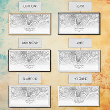 Cargar imagen en el visor de la galería, Cincinnati Street Map, Ohio Map, Map Print, Modern Art, Wall Art, Canvas Art, Garage Art, Educational Wall Art, Above Desk Décor, Room Décor
