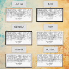 Load image into Gallery viewer, Des Moines Street Map, Iowa Map, Map Print, Minimalist Art, Wall Art, Canvas Art, Girls Bedroom Décor, Dorm Room Décor, Gift For Dad, Office
