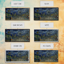 Load image into Gallery viewer, Spooky Haunted Carnival, Framed Canvas Print, Starry Night Inspired Spooky Season Wall Art, Halloween Prop
