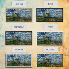 Load image into Gallery viewer, Haunted Countryside, Framed Canvas Print, Spooky Starry Night Inspired Halloween Wall Art
