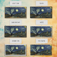 Load image into Gallery viewer, Starry Night Inspired Haunted Steam Train, Framed Canvas Print, Spooky Halloween Wall Art
