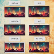 Carregar imagem no visualizador da galeria, Art deco style space canvas print, space ship art, space art, outrun style, sci-fi themed art print, science fiction, space exploration
