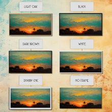 Load image into Gallery viewer, Cloudy sunset canvas print, sunset art, California Highway art, living room wall art, guest room wall art
