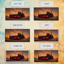 Load image into Gallery viewer, Dystopian steampunk wild west mashup, abandoned wild west saloon art, canvas print, ready to hang wall art
