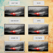 Load image into Gallery viewer, Creepy  Blood moon canvas print, dark fantasy art, black and white art, Halloween, spooky art, horror landscape art
