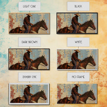Load image into Gallery viewer, Cowboy Riding Horse in Abstract Style, Perfect Bedroom Art, Framed Canvas Print, Rustic Living Room Decor, Modern Home Decoration
