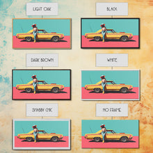Load image into Gallery viewer, Bold Cowgirl Posing with Yellow Car, Pop Art Framed Canvas Print for Living Room, Ideal Bedroom Wall Art, Unique Home Decor
