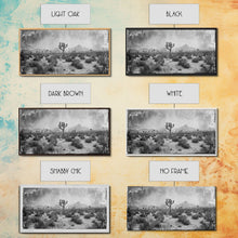 Load image into Gallery viewer, Desolate Desert with Joshua Trees, Framed Canvas Print for Living Room Decor, Ideal for Bedroom Wall Art, Rustic Western Scene
