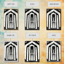Carregar imagem no visualizador da galeria, Art Deco Black And White Art Print, Art Deco Architecture, Framed Canvas Print, Ready To Hang Framed Wall Art, Living Room Wall Hanging
