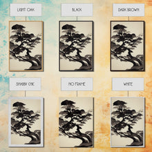 Carregar imagem no visualizador da galeria, Black and White Japanese Maple Tree, Framed Canvas Print, Ready To Hang Framed Wall Art, Living Room Wall Hanging
