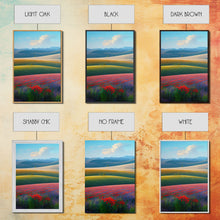 Cargar imagen en el visor de la galería, Colorful rolling hills, flower fields, landscape art,  3 piece wall art, 3 piece canvas, cool centerpiece living room wall art
