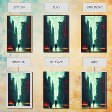 Load image into Gallery viewer, Cyberpunk Demon Art, Demon in the streets of Tokyo, Framed Canvas Print, Ready To Hang Framed Wall Art
