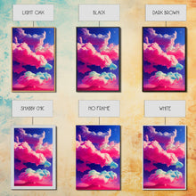Load image into Gallery viewer, Bubble Gum Clouds, Trippy Psychedelic Surrealist Cloud Art, Framed Canvas Print, Ready To Hang Framed Wall Art
