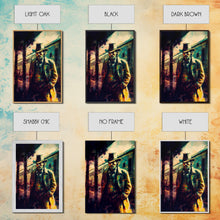 Load image into Gallery viewer, Cowboy waiting for the train, framed wall art, framed canvas print
