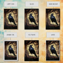 Load image into Gallery viewer, Portrait of a raven, cool crow art, framed canvas print
