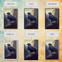 Load image into Gallery viewer, The raven, cool mountain crow art, raven in a forest portrait, fine art poster print
