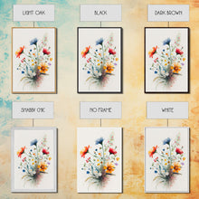 Load image into Gallery viewer, Colorful wildflowers, beautiful floral art, framed canvas print
