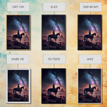 Load image into Gallery viewer, Cowboy contemplating the stars, framed canvas print
