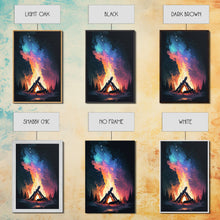 Carregar imagem no visualizador da galeria, Campfire Print, Framed Canvas Art, Original Artwork, Hiking, Up North, Lake Life, Cabin Decor
