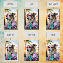 Load image into Gallery viewer, Border Collie Wall Print, Dog Wall Art, Dog With Shades, Pink Hoodie, Funny Art, Framed Wall Art, Framed Canvas, Wall Print, Wall Canvas
