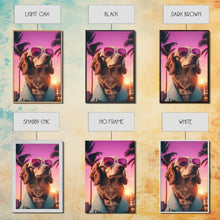 Load image into Gallery viewer, Dachshund Wall Print, Dog Wall Art, Dog Sunglasses, Dog In Teal Shirt, Funny Art, Framed Wall Art, Framed Canvas, Wall Print, Wall Canvas
