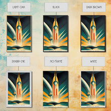 Carregar imagem no visualizador da galeria, Art Deco Style Spaceship, Space Exploration, Science Fiction / SciFi Canvas Print, Ready to Hang Wall Art
