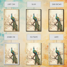 Load image into Gallery viewer, peacock wall art | peacock art print | boho wall art | peacock poster | mid century modern art | home office wall art | Farmhouse Canvas Art
