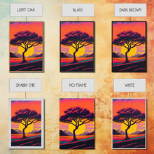 Load image into Gallery viewer, Triptych 3 panel Wall Art, Framed Canvas Prints, Synthwave Landscape Decor, MCM 80s Vibes Retro Style 3 Piece Art

