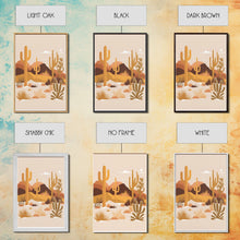 Load image into Gallery viewer, Boho Style Desert Art, Framed Canvas Print, Pueblo Style Cactus and Desert Landscape Art
