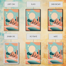 Load image into Gallery viewer, Scandinavian Inspired Midwestern Pop Art, Minimalist Boho Style Desert Landscape, Framed Canvas Print, Western Abstract Art
