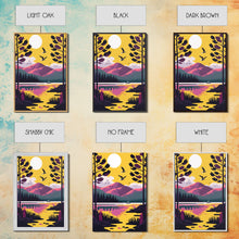 Load image into Gallery viewer, Colorful Pop Art Picture of a Mountain and Forest Landscape, Framed Canvas Print, Surrealist High Contrast Cel Shaded Landscape Art
